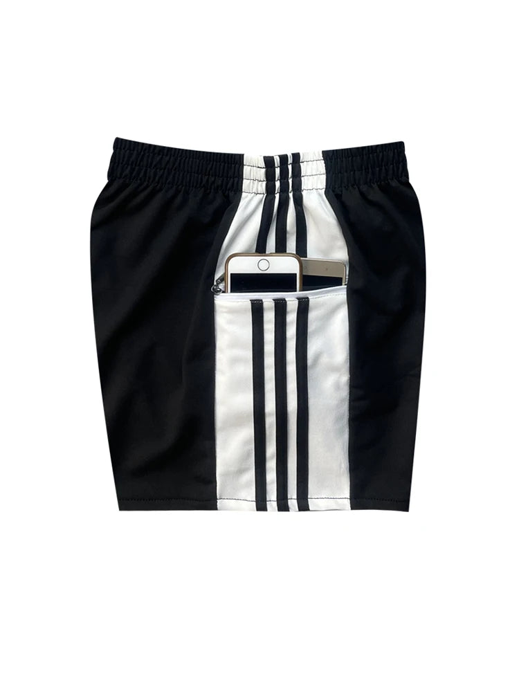 Glossy Pockets Men's Shorts Outdoor Fitness Male Plus Size Casual Sports Basketball Bottoms