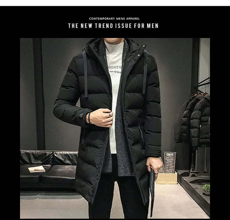 Men Long Down Jackets Winter Coats Chaquetas Hooded Casual Winter Parkas High Quality Male Green Warm Parkas Coats Size 8XL