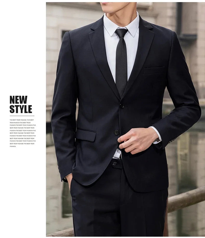 New (Blazer+ Vest + Pants) Fashion Business Men's Professional Dress Solid Color Trend Casual Gentleman Slim Groom Suit M-6XL