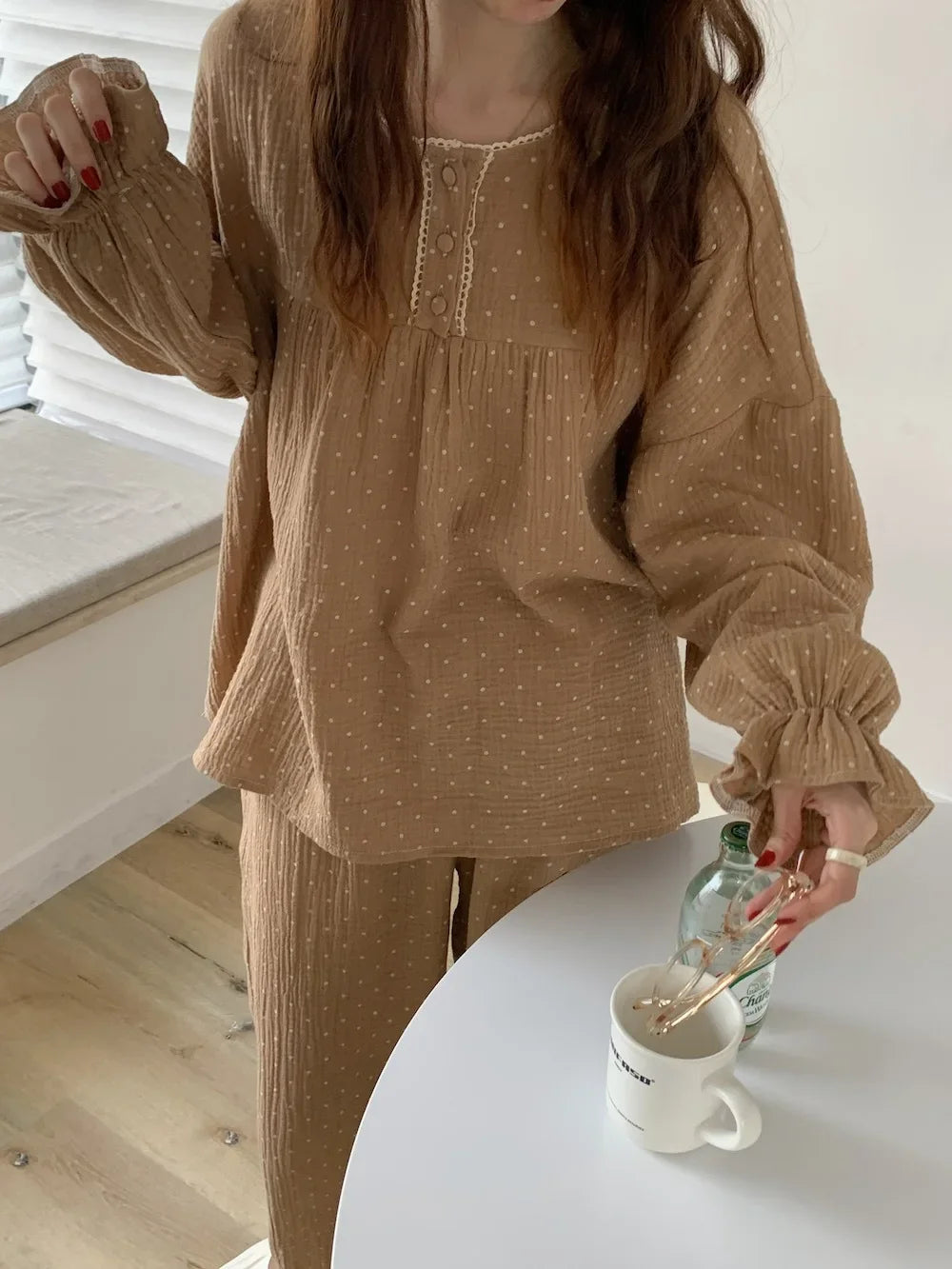 Women's New Pajamas Homewear Suit Spring and Fall Korean Version of the Long-Sleeved Long Pants Thin Section Loose Homewear Suit