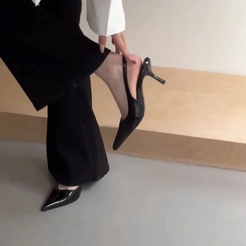 New Spring and Summer Fashion Sexy Banquet Casual Women's Shoes Solid Color Light Mouth Stiletto Heels Pointed Toe Toe Sandals