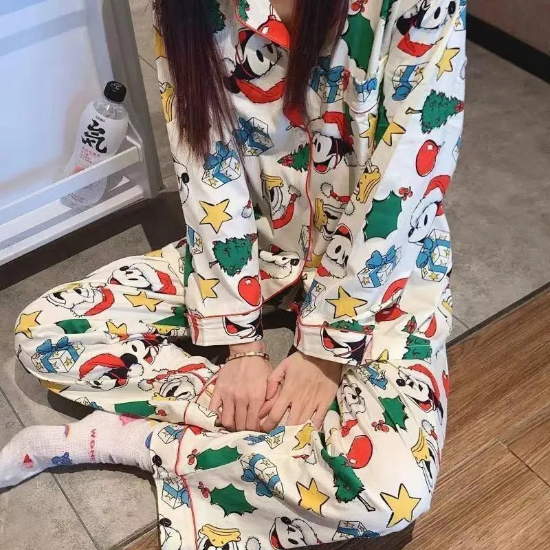 Cartoon Sanrio My Melody Long-Sleeved Pajamas Set Kawaii Cinnamoroll Printing Spring Autumn Thin Cute Girls Casual Home Clothes