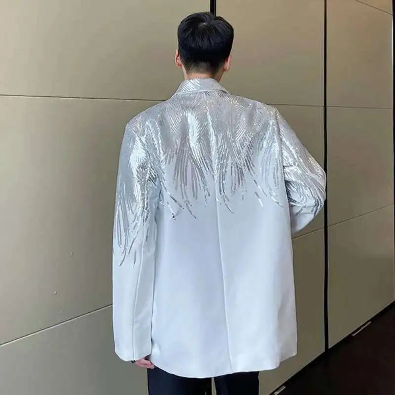 IEFB Embroidery Sequin Trendy Casual Men's Blazer Spring New Fashion Male Jacket Streetwear Suit Coat Personality 9Y9245