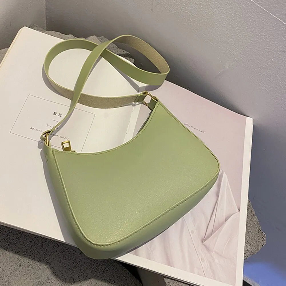 New Women's Fashion Handbags Retro Solid Color PU Leather Shoulder Underarm Bag Casual Women Handbags Designer Bag for Women