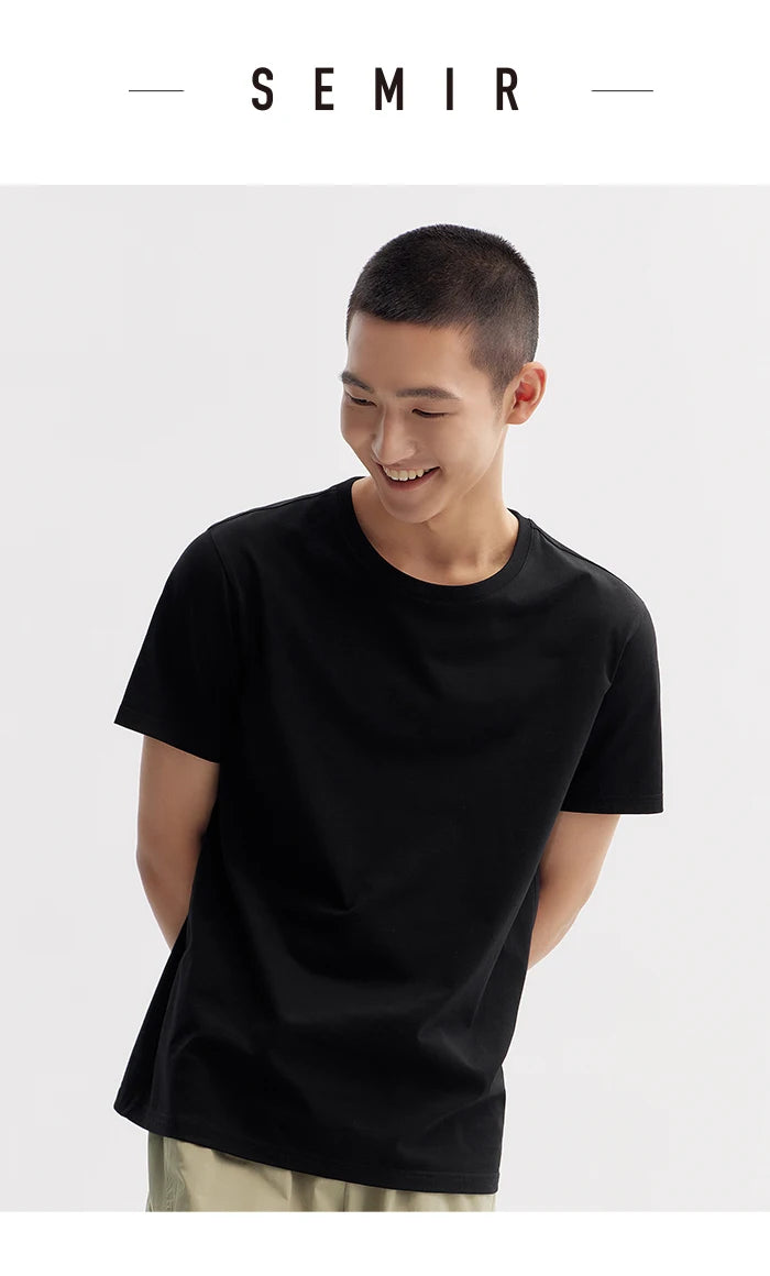 Semir Short Sleeve T-Shirt Men 2024 Summer New Simple Solid Colour Top Slim Pullover Summer Clothing T Shirt