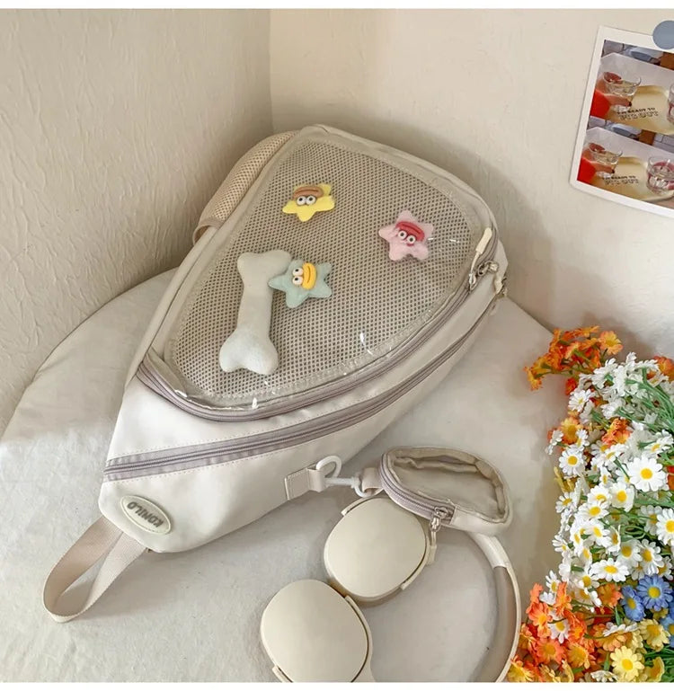 Casual Travel Transparent Zipper Shoulder Bag Vintage Women All Match Simple Ita Bag Y2K Girls Fashion Crossbody Bags Handbags