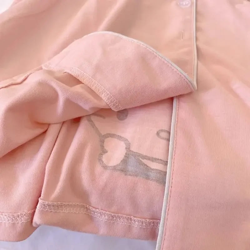 Hello Kitty girl cartoon cute kawaii summer new Sanrio anime short-sleeved pajamas set creative cardigan home clothes gift