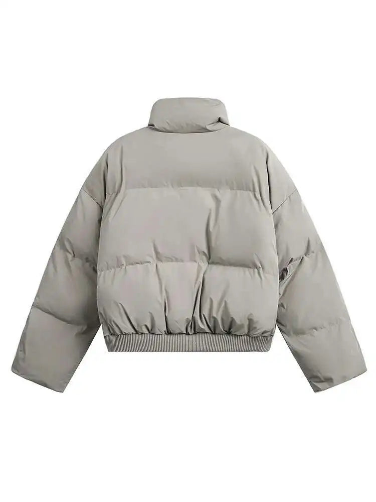 PFNW American Simple Stand Collar Short Cotton-padded Coat Men's Black Loose Zipper Quilted Padded Jacket Winter Clothes CPG2211