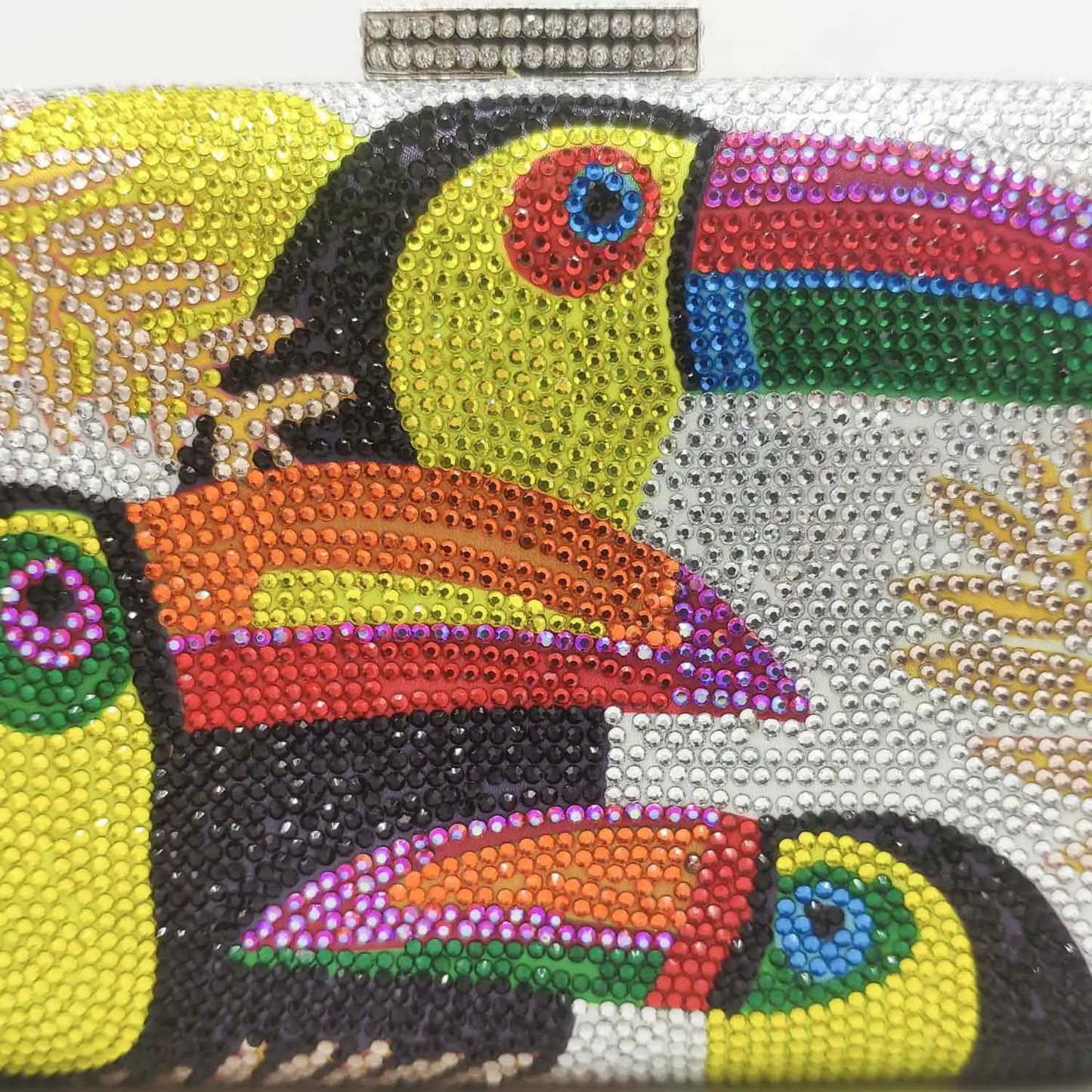 Novelty Toucan Bird Women Crystal Evening Bags Rhinestones Box Minaudiere Clutch Party Cocktail Handbag Diamond Chain Purse