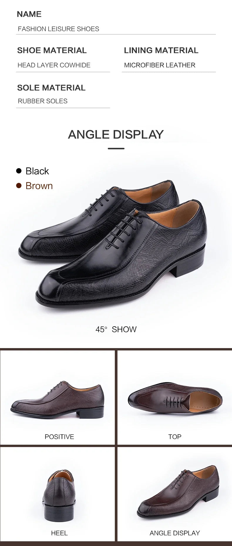 Deluxe Men's Leather Shoes Formal Dress Shoes Wedding Party Oxford Handmade Comfortable Lace Up Genuine Leather Men's Shoe