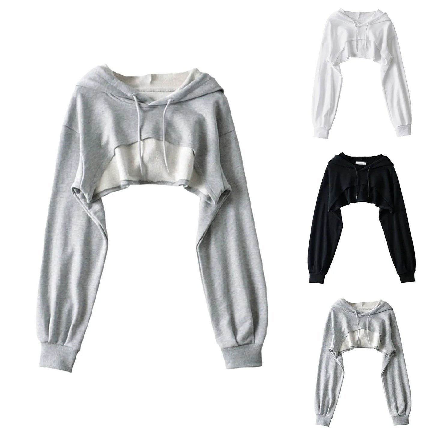 Women Hoodies Y2k Cropped Tops Korean Fashion Loose Pullovers Hooded Sweatshirt Tops Harajuku Long Sleeve Hoodie Sudaderas