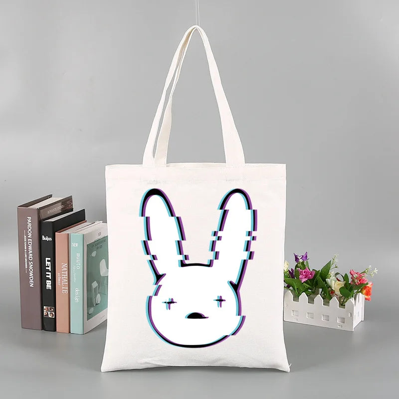 Un Verano Sin Ti Gift Bag Set, Bad Bunny Print Tote Bag, Casual Canvas Shoulder Bag with Mini Storage Bag