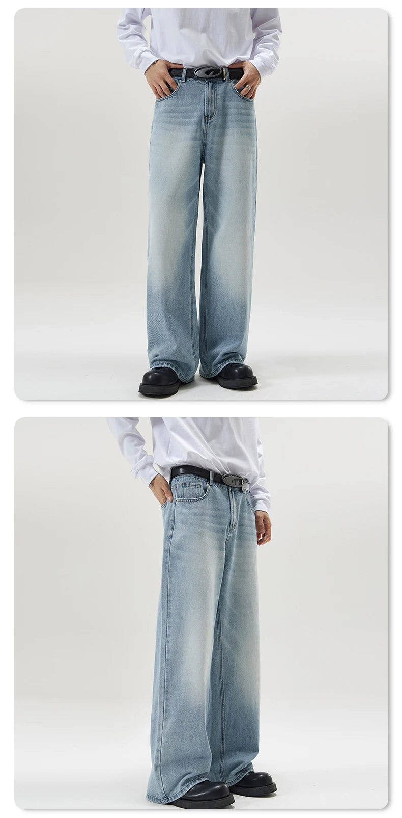 Men's Retro Jeans Korean High Street Hip-hop Loose Straight Leg Wide Leg Pants Y2k Fashion Baggy Pants Street Clothing 4 Colors