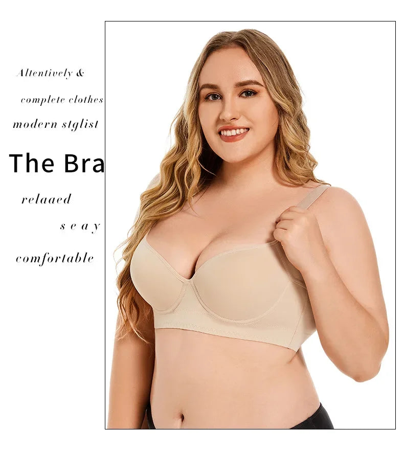 Push-Up Back Smoothing Bra Back Smooth Out Shaper Plus Size Wide Band Bras Shapewear Back Fat Smooth Underwear Shapers F Cup