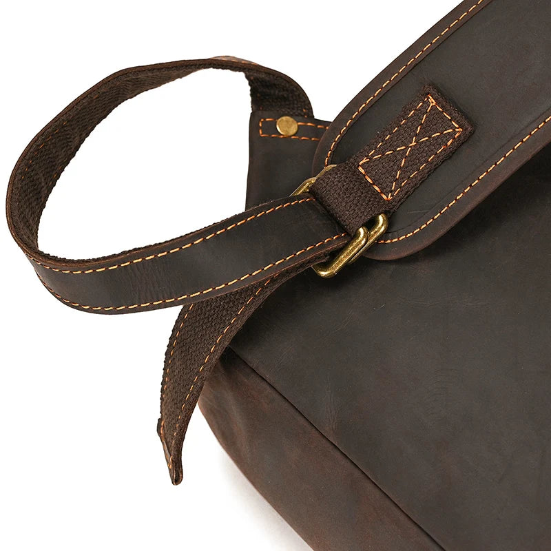 Vintage Travel Backpack leather double zipper bagpack male crazy horse leather backpack handmade leather travel bag men bag