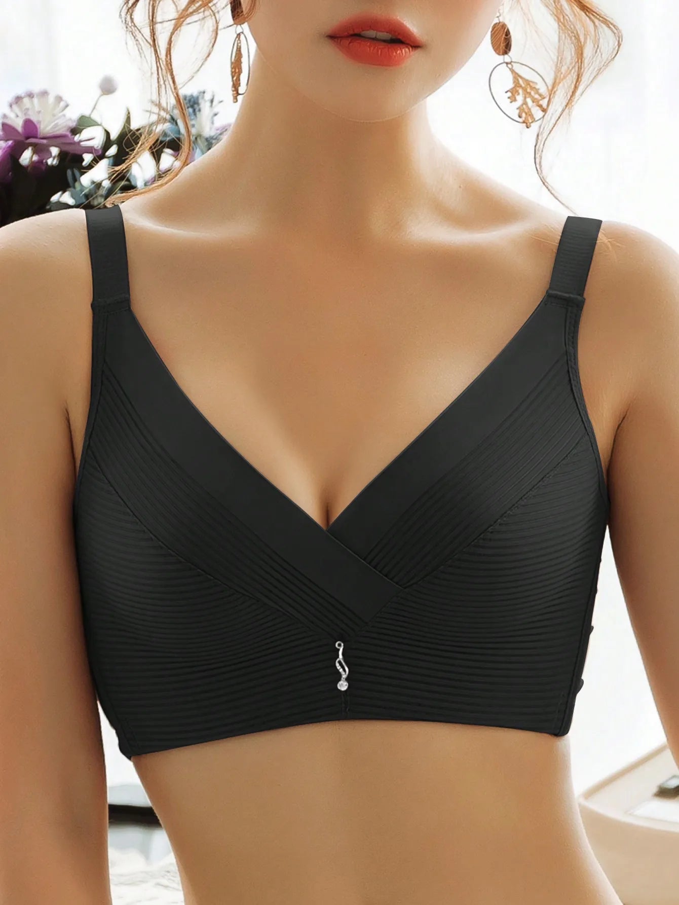 Women's gathering and adjusting bra without steel rims anti sagging bra with double breasts thin and beautiful backless bra