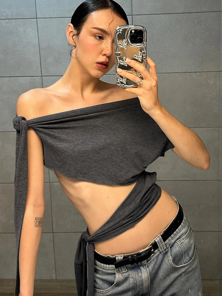 Weird Puss Irregular Women Tank Tops Shirring Shoulder Ruched Summer Chic Fashion Solid Hottie Simple Basic Streetwear Slim Vest