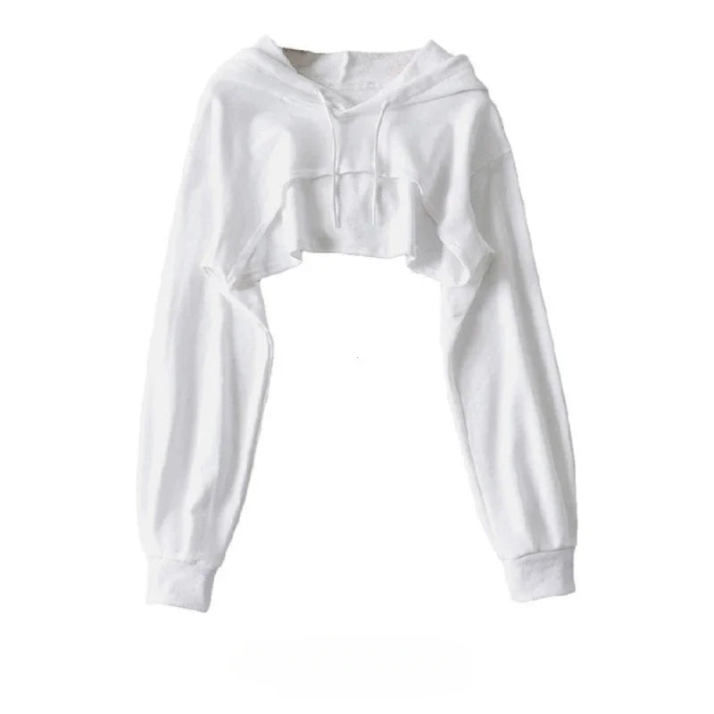 Hoodie Female Hoodie Personality Irregular Crop Ultra Short Style Long Sleeve Top Female Drop Shipping Sweatshirt Y2k Clothes