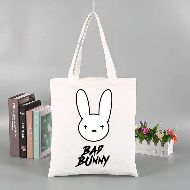 Un Verano Sin Ti Gift Bag Set, Bad Bunny Print Tote Bag, Casual Canvas Shoulder Bag with Mini Storage Bag