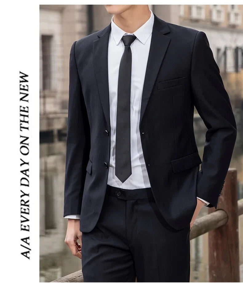 New (Blazer+ Vest + Pants) Fashion Business Men's Professional Dress Solid Color Trend Casual Gentleman Slim Groom Suit M-6XL
