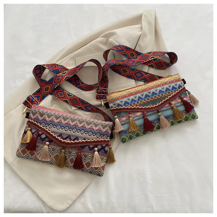 New Vintage Bohemian Fringe Shoulder Bag Women Tassel Boho Hippie Gypsy Fringed Women's Handbags Open Bag Purses and Handbags