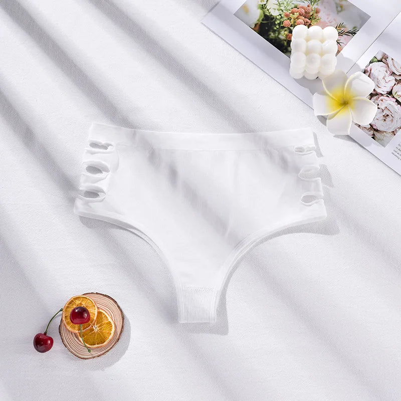 Sexy Women's Lingerie Panties Plus Size High Waist Briefs Comfort Solid Intimates Women Underwear Women Hollow Out Briefs S-4XL
