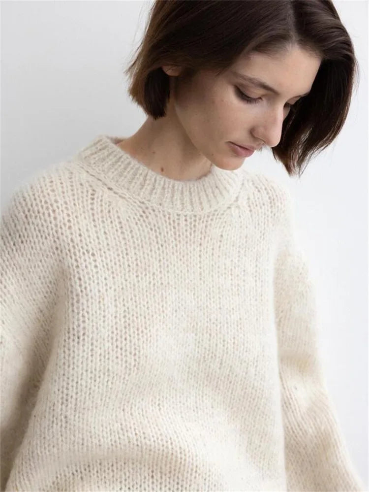 Women 24th Autumn and Winter New Mohair Sweater Lazy Feeling Loose Wool Sweater Top
