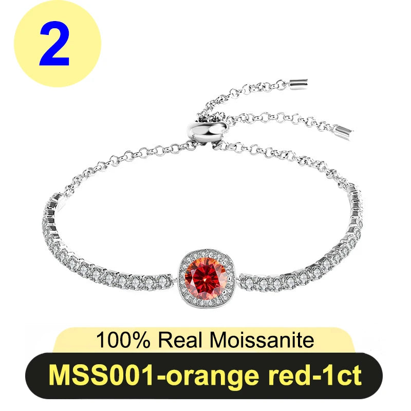 PureNew 1ct Moissanite Bracelets For Women Original 925 Sterling Silver Girly Lovely Lady's Elegant Moissanite Diamond Bracelet
