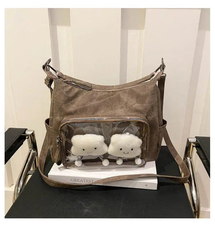 MBTI Casual Ita Bag for Women Fashion Aesthetic Y2k Large Capacity Shoulder Bag Transparent Daily Advanced Harajuku New Handbag