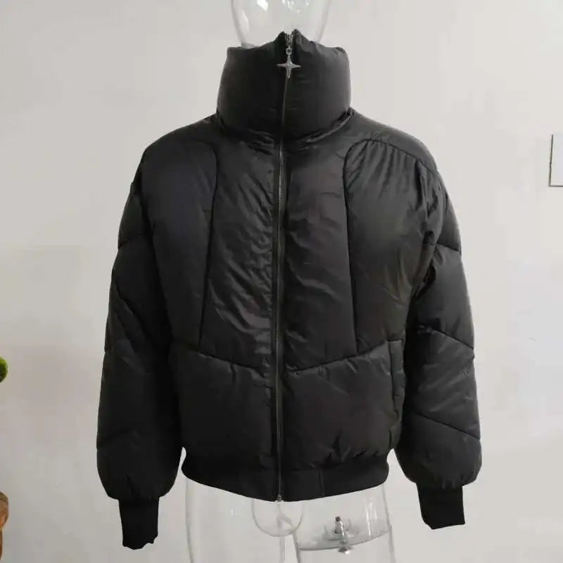 FEWQ Fashion Men's Cotton Coat Stand Collar Star Zipper Decoration Costume Long Sleeve 2024 Winter New Trendy Tops 24E2765