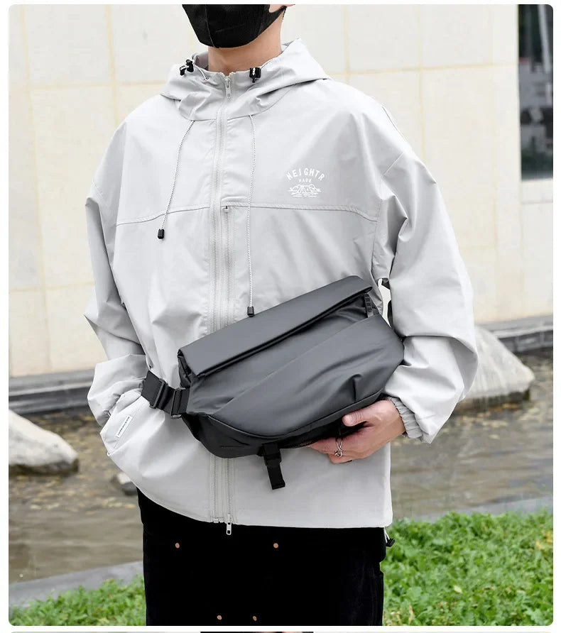 Premium Waterproof Magnetic Buckle Crossbody Bag Personality Fashion Men Messenger Bag Black Minimalist Shoulder Bags Men Bag
