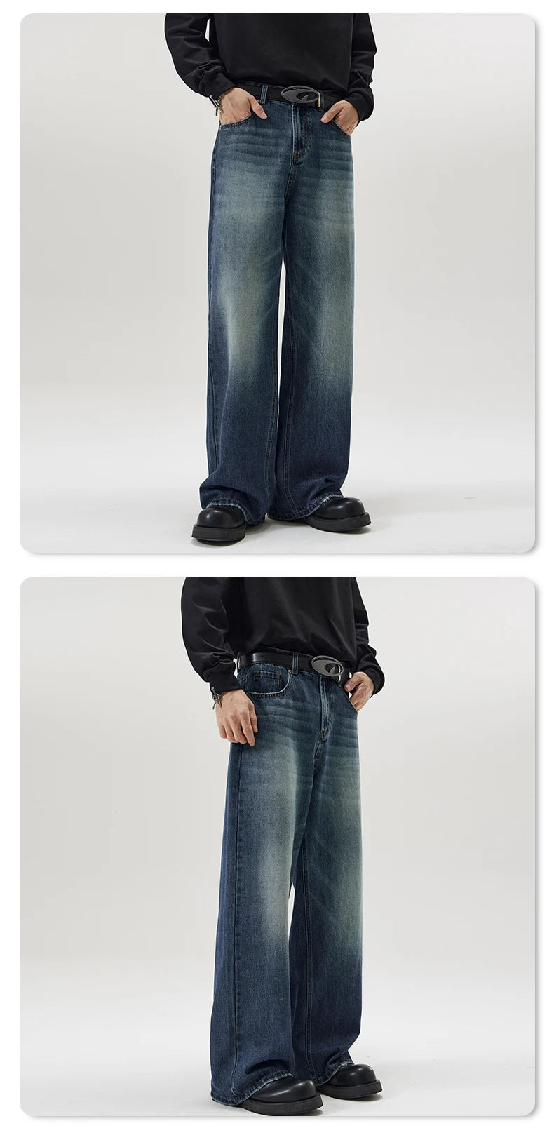 Men's Retro Jeans Korean High Street Hip-hop Loose Straight Leg Wide Leg Pants Y2k Fashion Baggy Pants Street Clothing 4 Colors