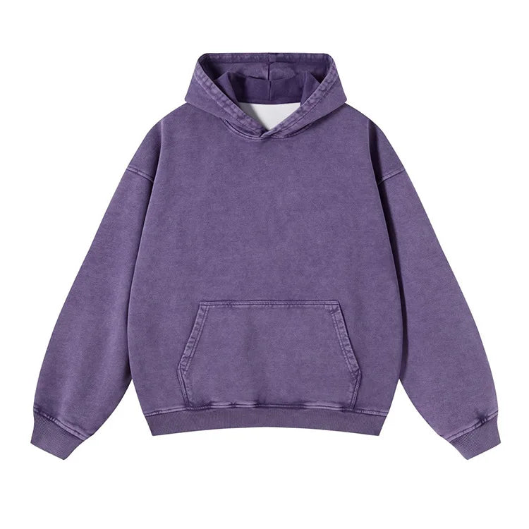 A50 Distressed Thin Hooded Sweatshirt 350g Pure Cotton Hua Cotton Composite Milk Silk Washing Distressed Fashion Sweatshirt