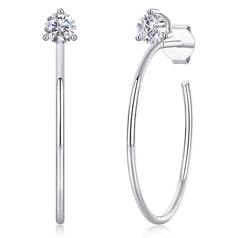TFGLBU Elegant 4mm Moissanite Hoop Earrings for Women Sparking Trendy 100% Solid 925 Silver Ear Wedding Jewelry Christmas Gift