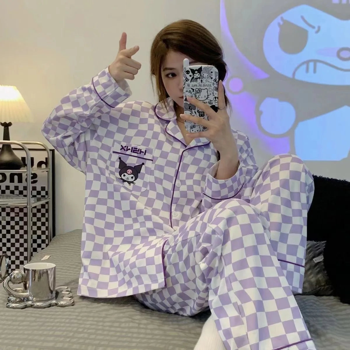 Cartoon Sanrio My Melody Long-Sleeved Pajamas Set Kawaii Cinnamoroll Printing Spring Autumn Thin Cute Girls Casual Home Clothes