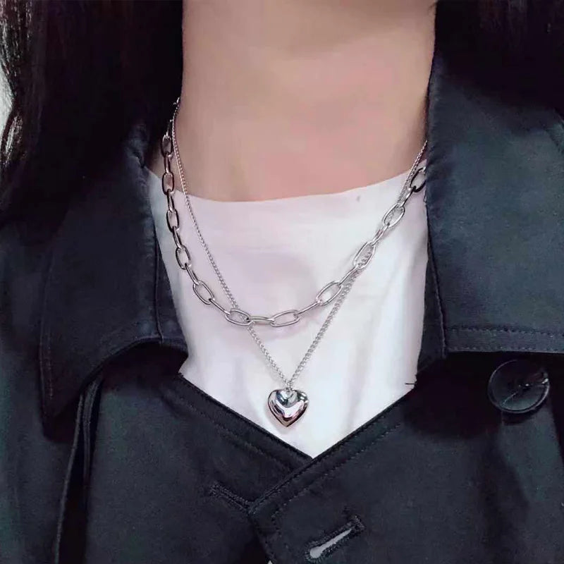 New Fashion Hollow Korean Sweet Love Heart Choker Necklace Statement Girlfriend Gift Cute Necklace Jewelry Collier Femme 2022
