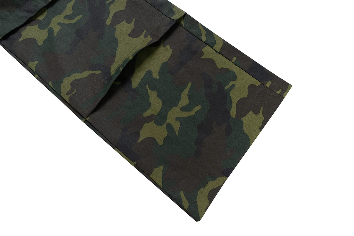 Color Match Multi-pockets Camouflage Cargo Pants for Men and Women Streetwear Patchwork Baggy Overalls Wide Leg Loose Trousers