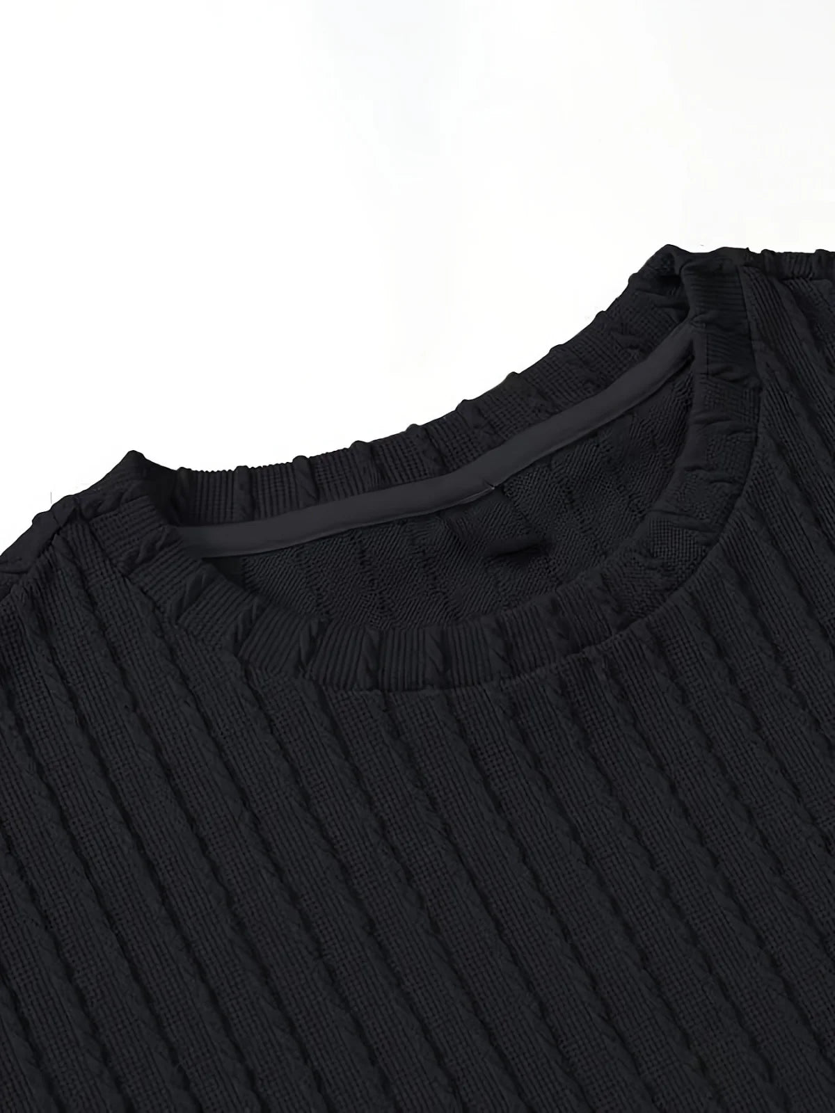Men's new fashion summer sports solid color crew-neck vertical stripe T-shirt shorts short-sleeved suit Loose two-piece set