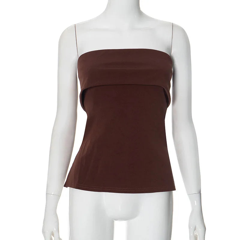 Solid Tube Tops For Women Strapless Bra Turndown Slash Neck Lenceria Femenina Backless Bralette Femme Split Bandeau Top Sexy
