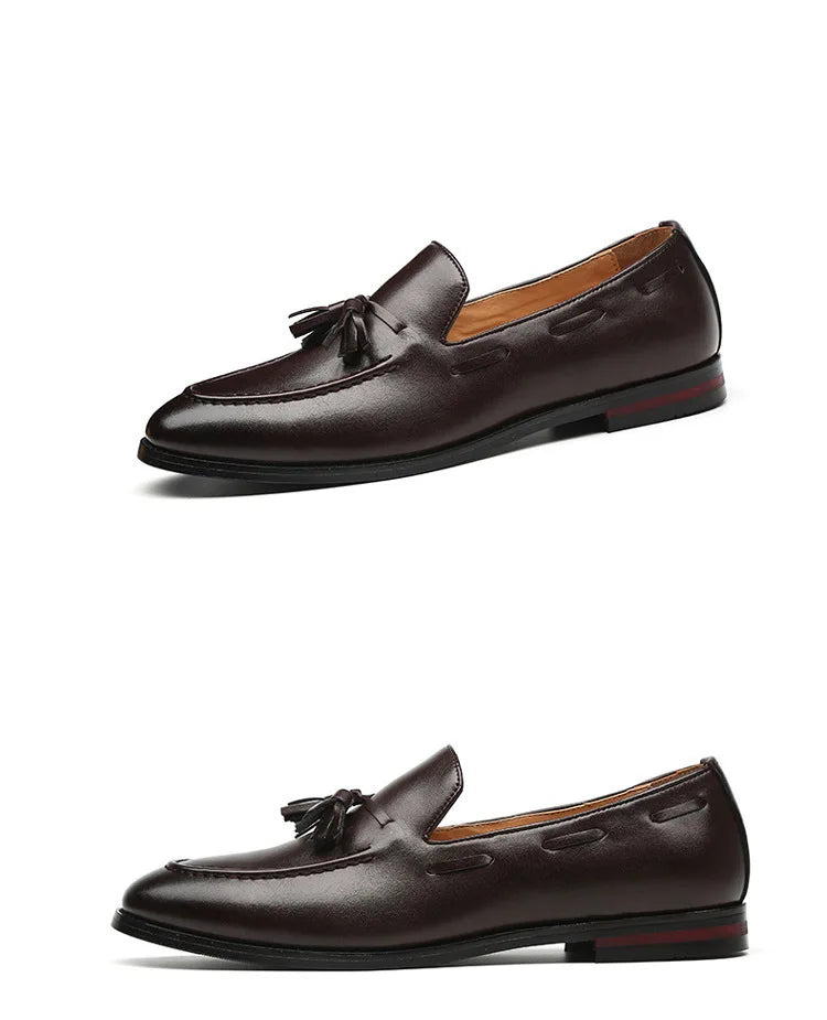 Men's Casual Leather Shoes Mens Driving Loafers Light Moccasins Men Trendy Tassels Party Wedding Flats EUR Sizes 38-48