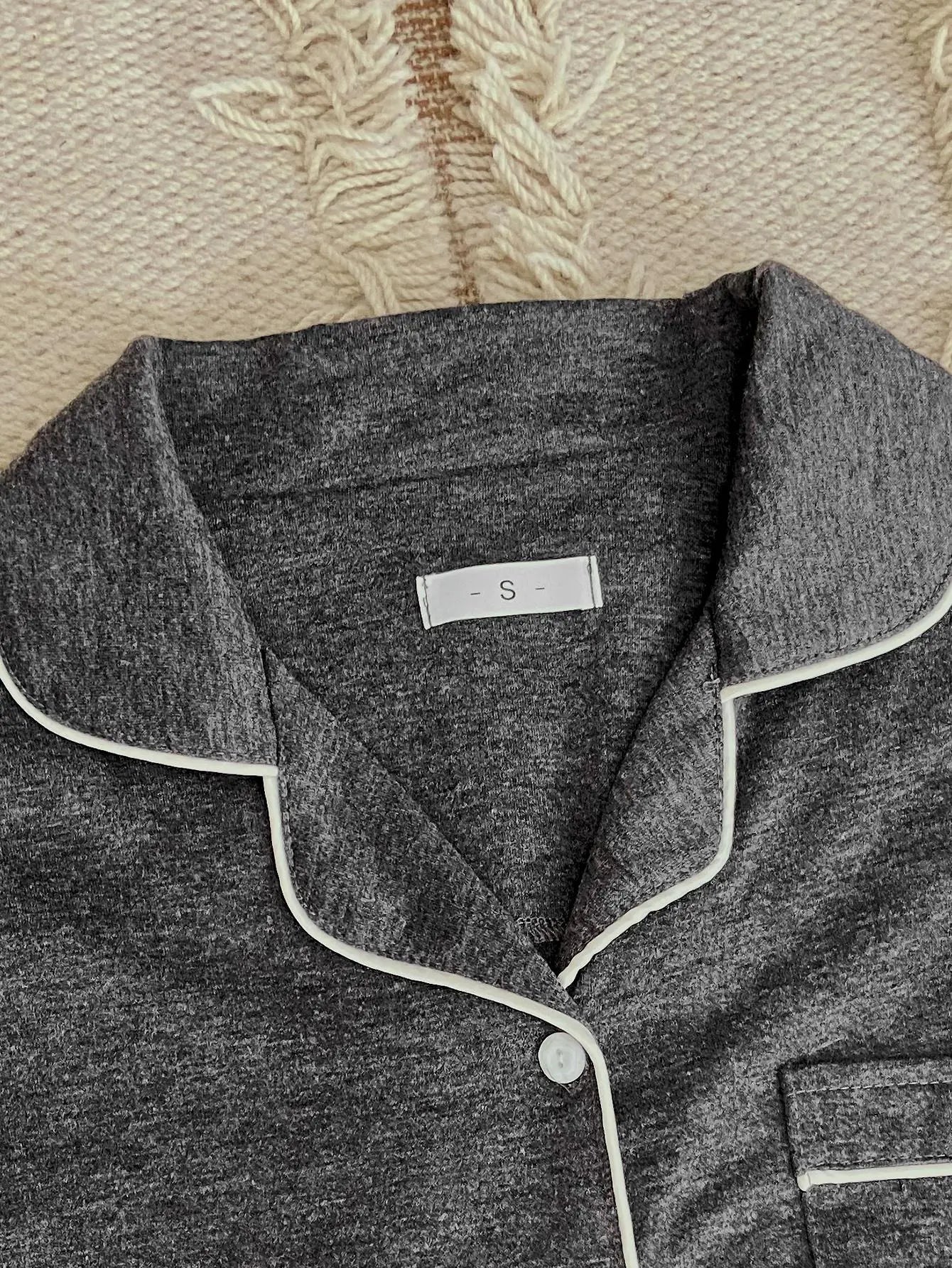 Autumn Pajamas Set Women's Long Sleeves Solid Gray Sleepwear Soft Button Down Loungewear Pjs Set Nightwear S-XL With Pocket
