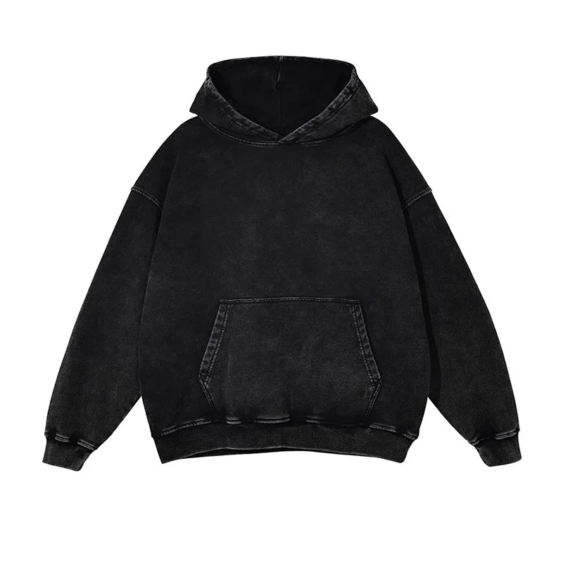 A50 Distressed Thin Hooded Sweatshirt 350g Pure Cotton Hua Cotton Composite Milk Silk Washing Distressed Fashion Sweatshirt