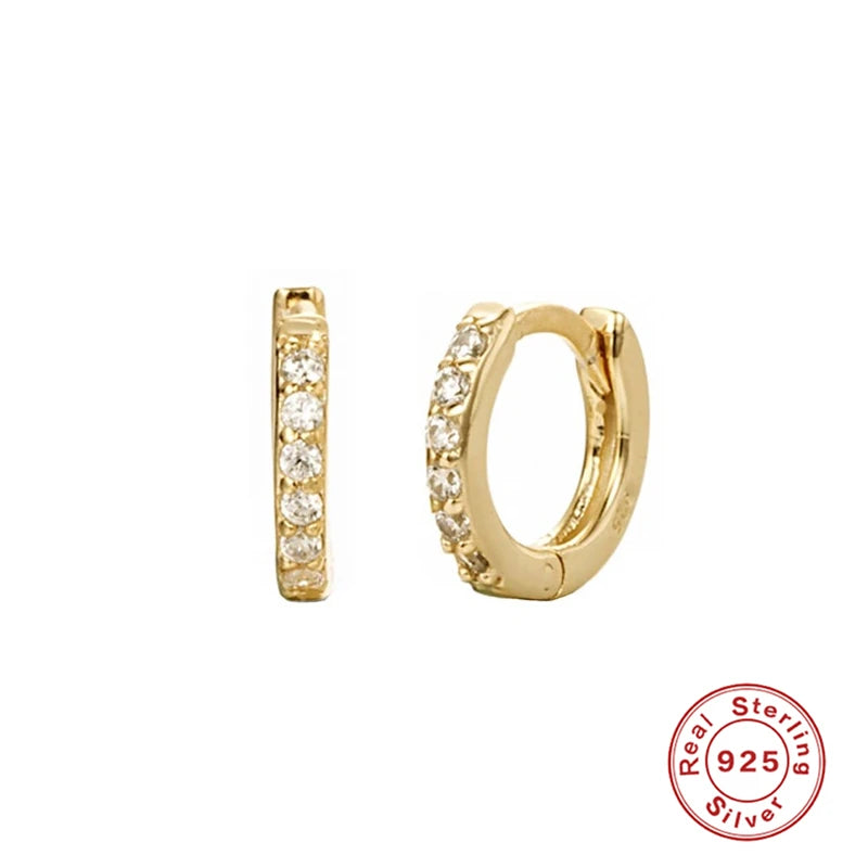 CANNER White Zircon Simple Love Round Earring For Women 925 Sterling Silver Earrings Hoops Pendiente Plata Piercing Gold Jewelry