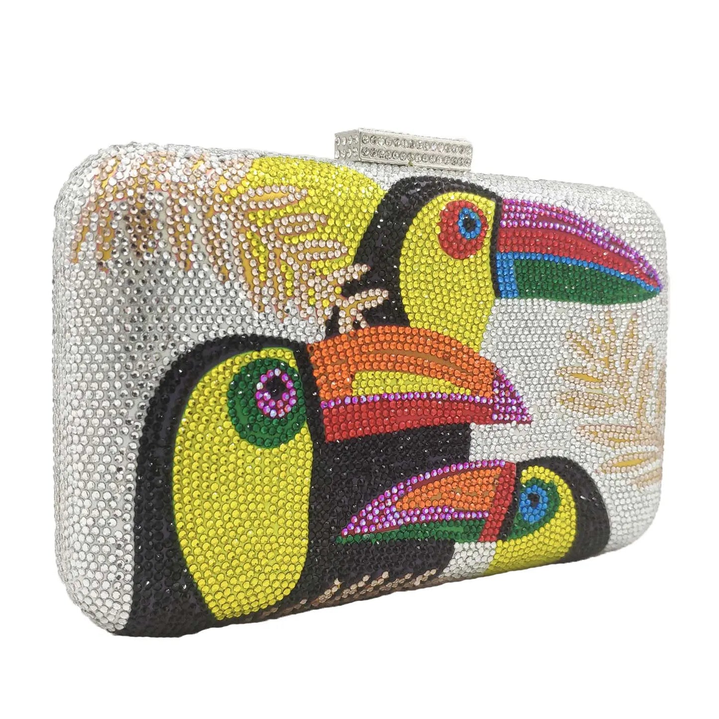 Novelty Toucan Bird Women Crystal Evening Bags Rhinestones Box Minaudiere Clutch Party Cocktail Handbag Diamond Chain Purse