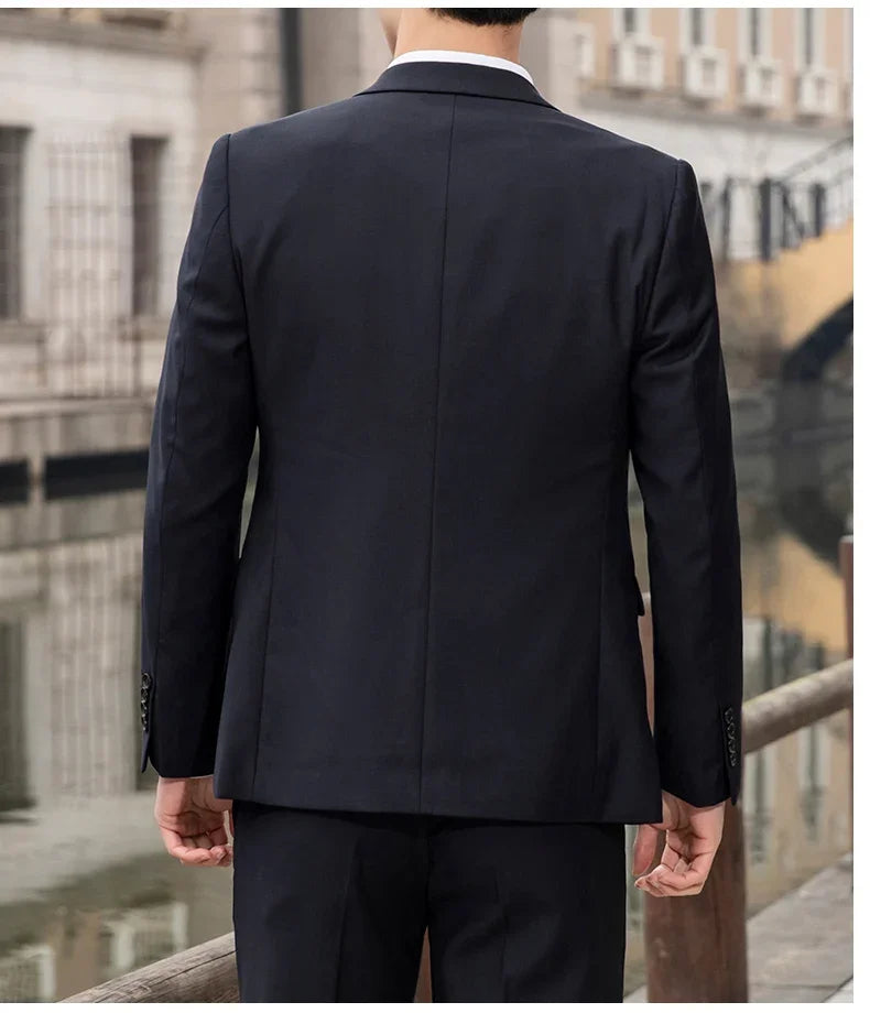 New (Blazer+ Vest + Pants) Fashion Business Men's Professional Dress Solid Color Trend Casual Gentleman Slim Groom Suit M-6XL
