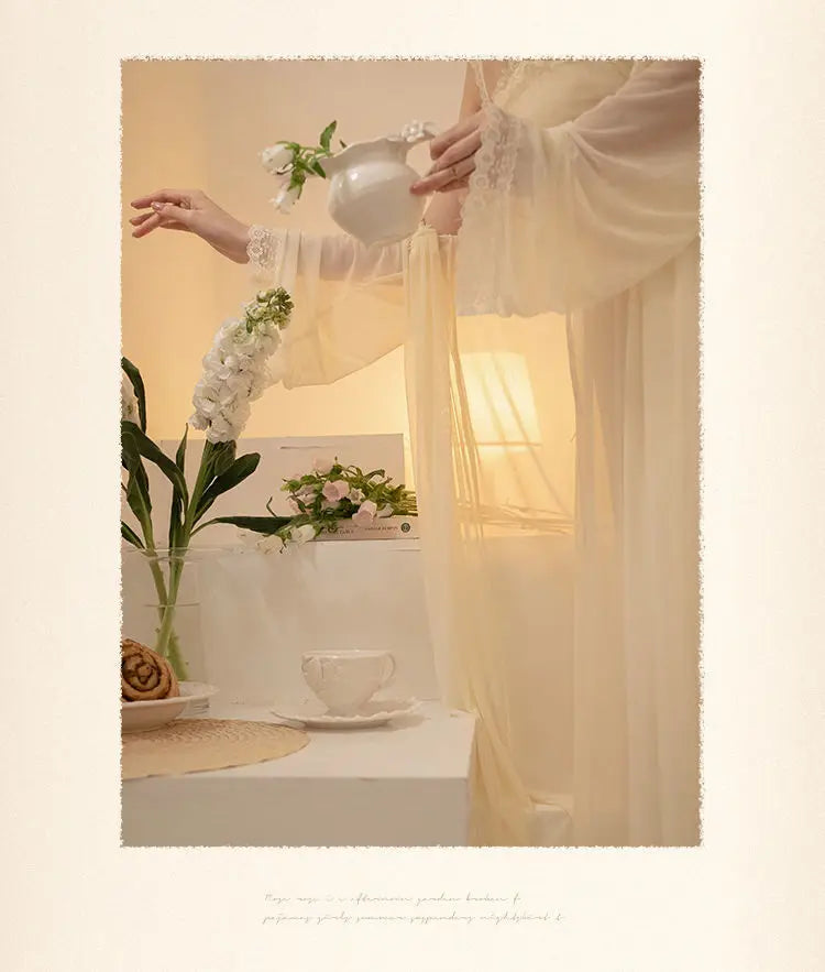 PLUS SIZE 2PCS Robe Set Female Court Style Satin Nightdress Sexy Lace Trim Sleep Suit Home Dress Gown Spaghetti Strap Nightwear