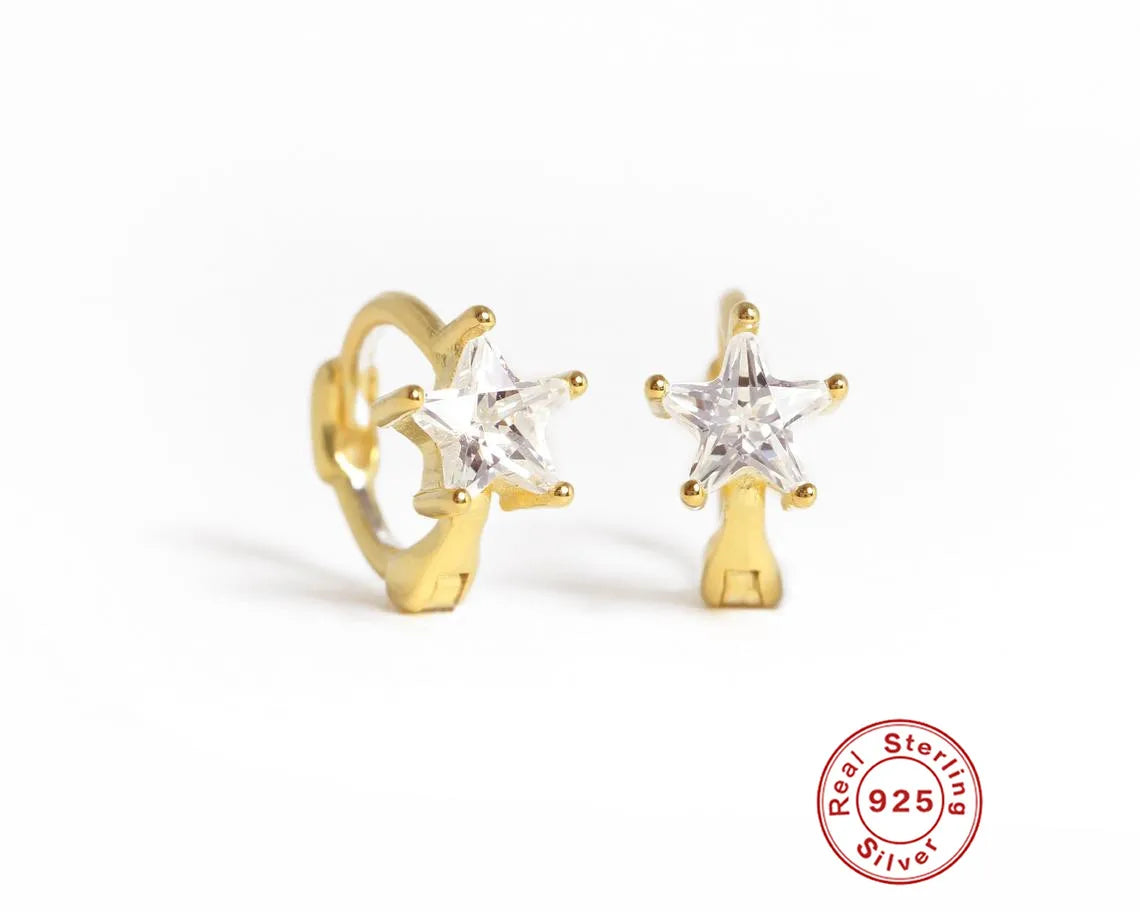 CANNER White Zircon Simple Love Round Earring For Women 925 Sterling Silver Earrings Hoops Pendiente Plata Piercing Gold Jewelry