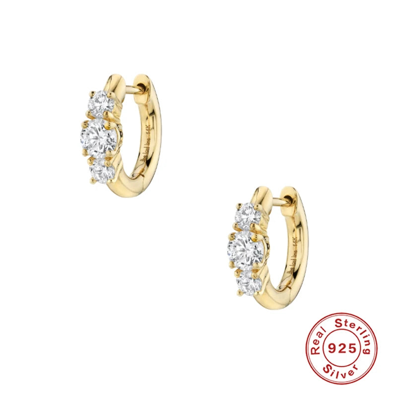 CANNER White Zircon Simple Love Round Earring For Women 925 Sterling Silver Earrings Hoops Pendiente Plata Piercing Gold Jewelry