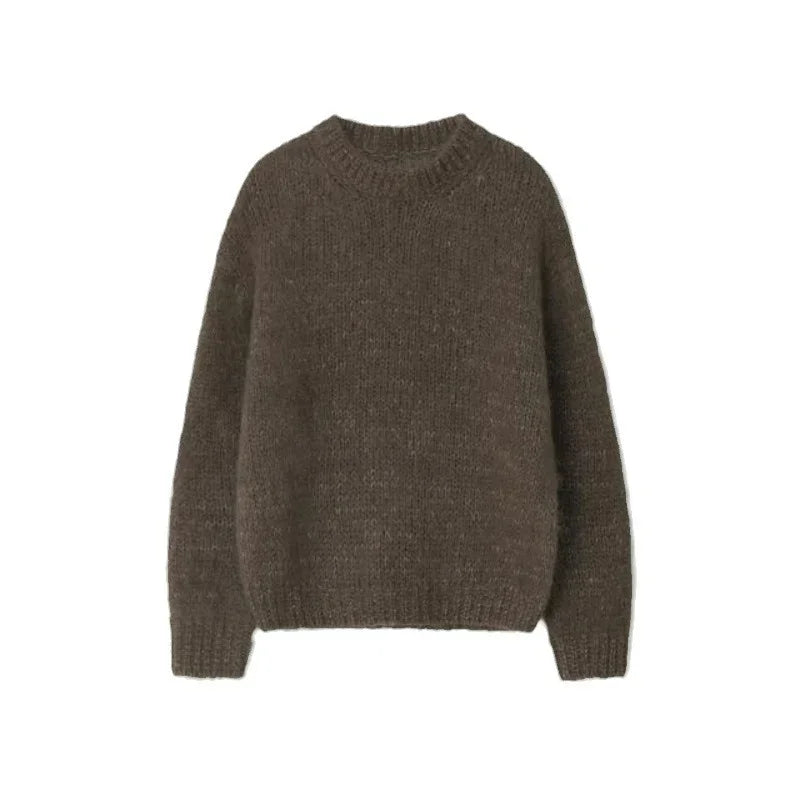 Women 24th Autumn and Winter New Mohair Sweater Lazy Feeling Loose Wool Sweater Top
