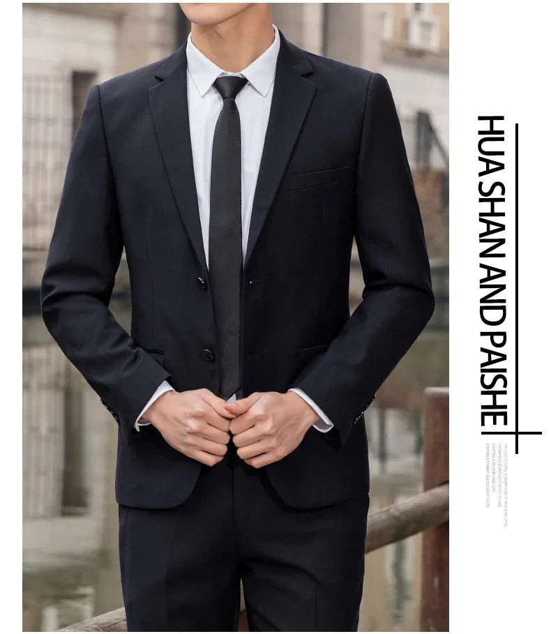 New (Blazer+ Vest + Pants) Fashion Business Men's Professional Dress Solid Color Trend Casual Gentleman Slim Groom Suit M-6XL